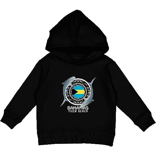 Tiger Beach Bahamas Flag Tiger Shark Bull Shark Kids Pullover Hoodies