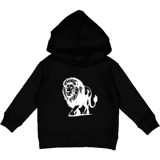 Lion With Mane Large African Cat Of Prey Kids Pullover Hoodies