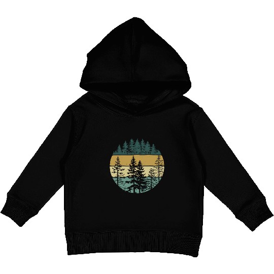 Retro Forest Trees Outdoors Nature Kids Pullover Hoodies