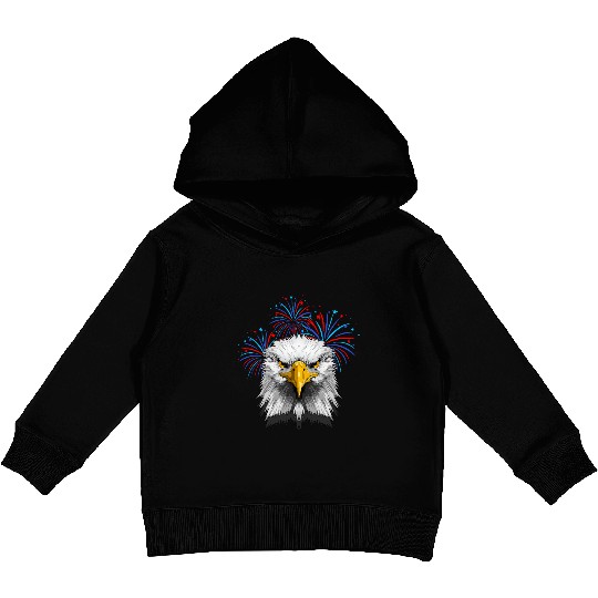 American Flag Patriotic Eagle 4th of July Kids Pullover Hoodies