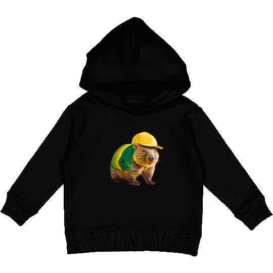 Green and Gold Wombat 2 Kids Pullover Hoodies