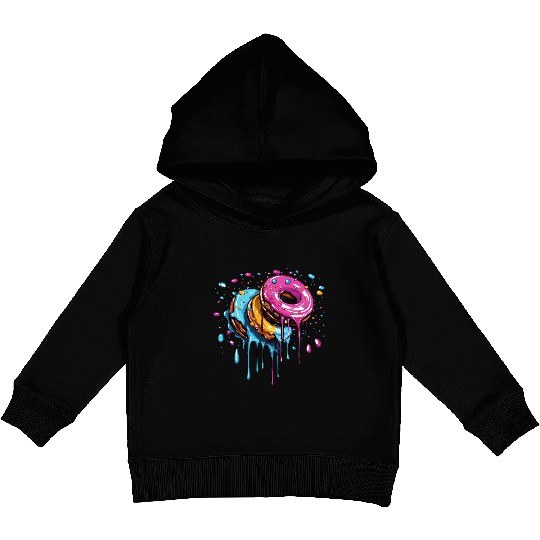 drippy flying donuts graphic design Kids Pullover Hoodies