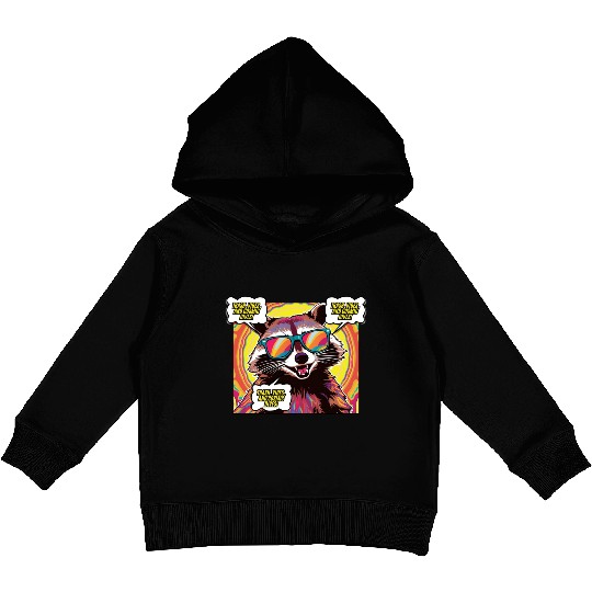 A Psychedelic Trash Advocate Raccoon Kids Pullover Hoodies