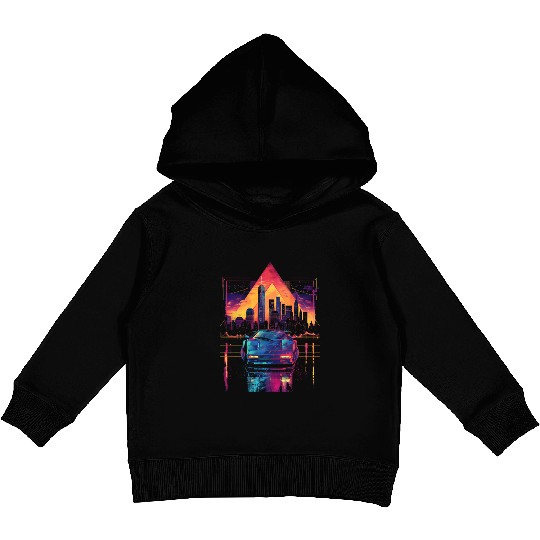 80s 90s Car City Synthwave Vaporwave Retro Kids Pullover Hoodies