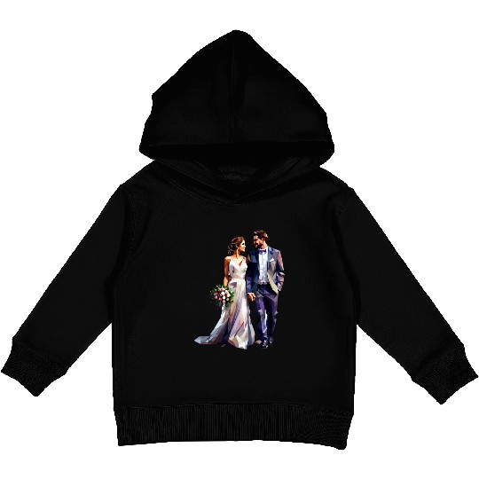 Elegant Bride and Groom Wedding Design Kids Pullover Hoodies