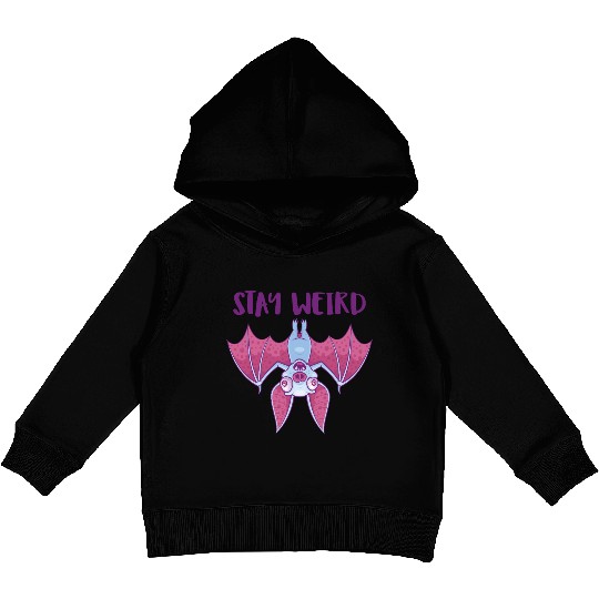 Stay Weird Quirky Albino Vampire Bat Cartoon Kids Pullover Hoodies