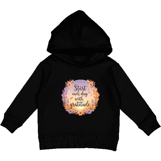 Serene Sunrise with Gratitude Quote and Soft Kids Pullover Hoodies