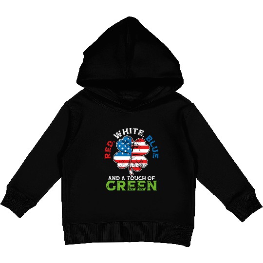 Red White Blue and a Touch of Green Irish USA Kids Pullover Hoodies