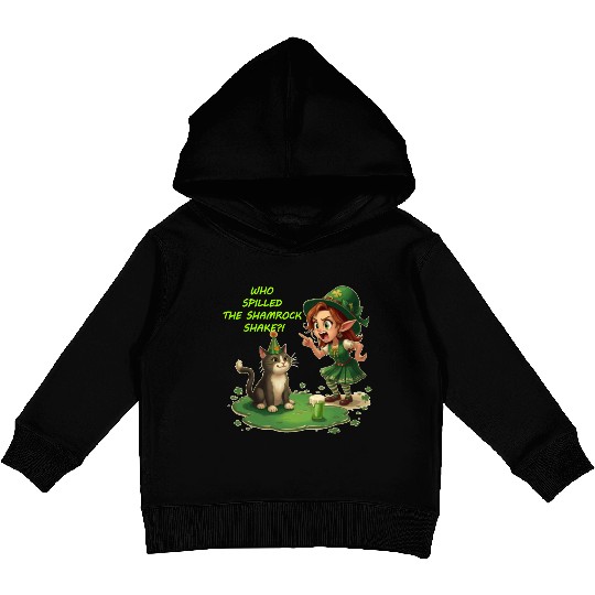 Who spilled the Shamrock Shake?! Kids Pullover Hoodies