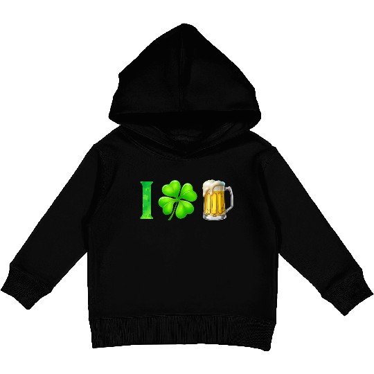 I Shamrock Beer Funny St Patrick's Day I Love Beer Kids Pullover Hoodies