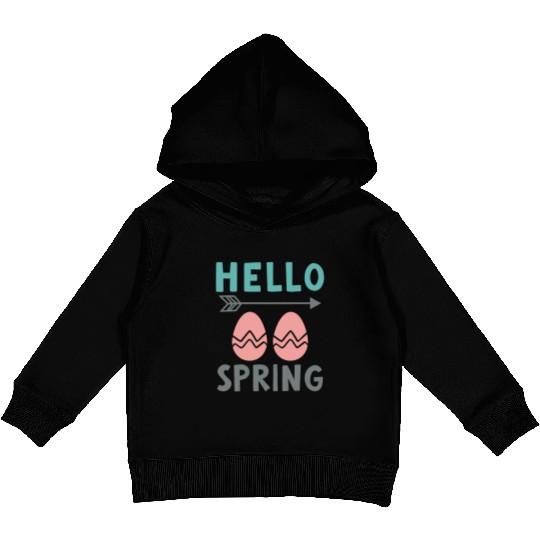Hello Spring - Spring Design with Easter Eggs Kids Pullover Hoodies