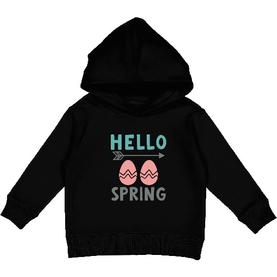 Hello Spring - Spring Design with Easter Eggs Kids Pullover Hoodies