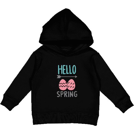 Hello Spring - Spring Design with Easter Eggs Kids Pullover Hoodies