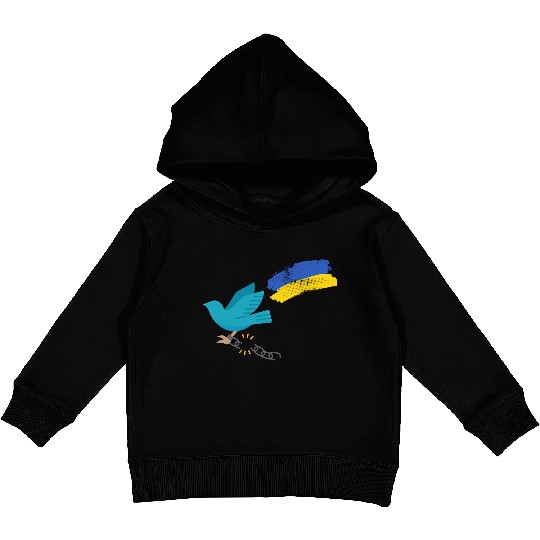 Dove of peace carrying the flag of Ukraine Kids Pullover Hoodies
