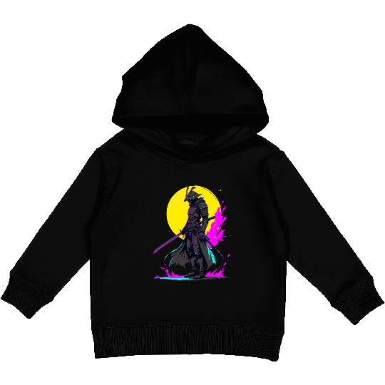 Cyberpunk Samurai Warrior Neon Art Design Kids Pullover Hoodies