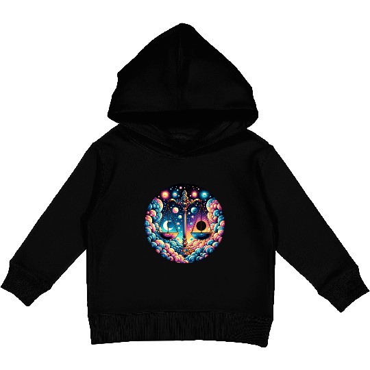 Libra - Celestial Scales of Balance Kids Pullover Hoodies
