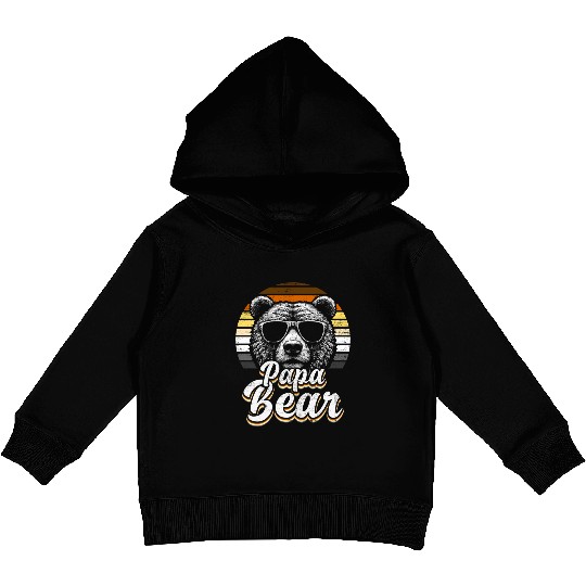 Papa Bear Gay Pride Retro Cool Bear Flag Style Kids Pullover Hoodies