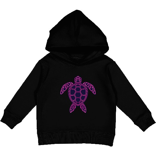 Hot Pink Neon Lava Sea Turtle Design Kids Pullover Hoodies