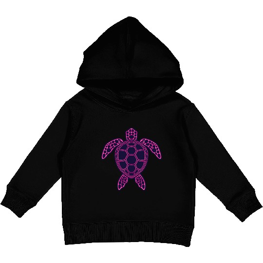 Hot Pink Neon Lava Sea Turtle Design Kids Pullover Hoodies
