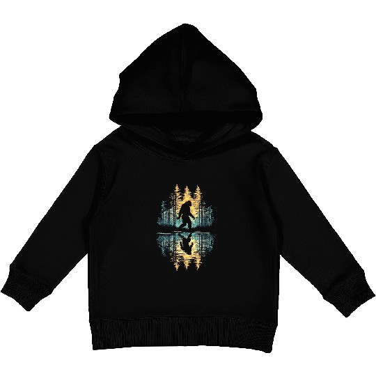 Bigfoot Forest Silhouette | Abstract Reflection Ar Kids Pullover Hoodies