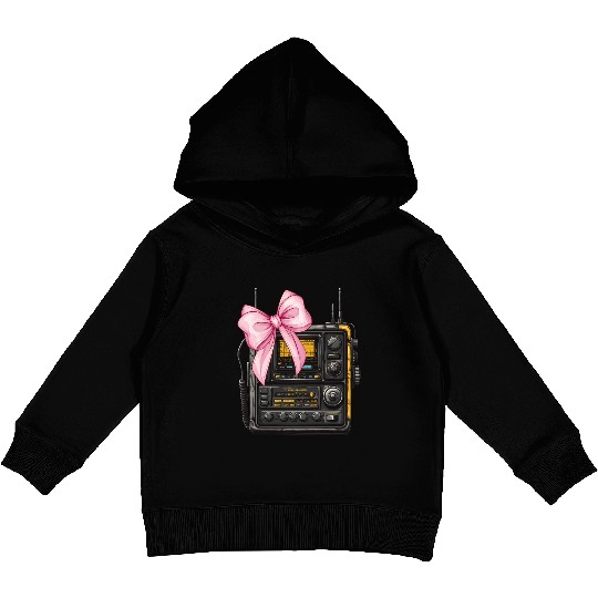 Coquette Bow Ham Radio Operator Amateur Radio Girl Kids Pullover Hoodies