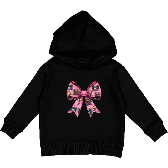 Coquette Bow Ham Radio Pattern Operator Kids Pullover Hoodies