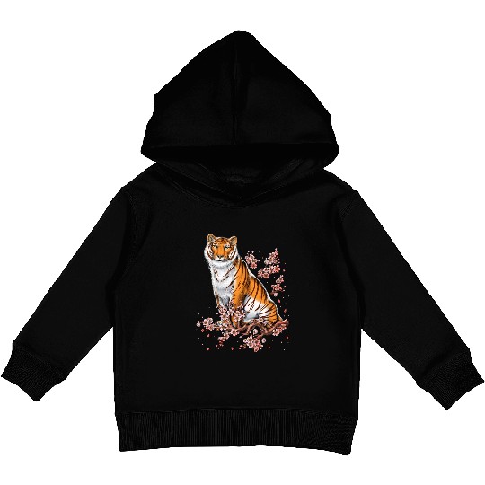 Cherry Blossom Tiger Kids Pullover Hoodies