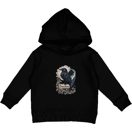 Baroque Raven Nevermore Scroll Poe Poetry Kids Pullover Hoodies