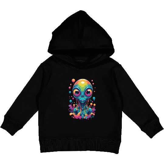 psychedelic alien portrait Kids Pullover Hoodies