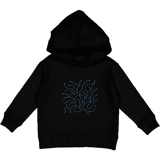 Modern Abstract Electronic Line Art" Kids Pullover Hoodies