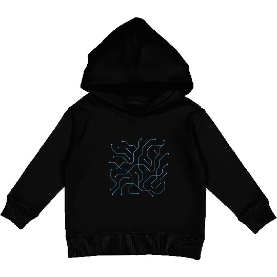Modern Abstract Electronic Line Art" Kids Pullover Hoodies