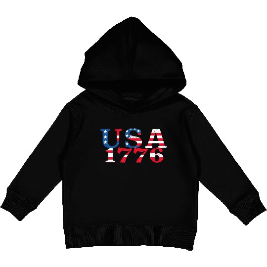 USA Established 1776 Stars Red White Blue Kids Pullover Hoodies