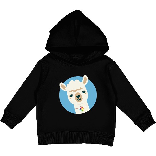 Alpaca with a Colorful Flower Necklace Kids Pullover Hoodies