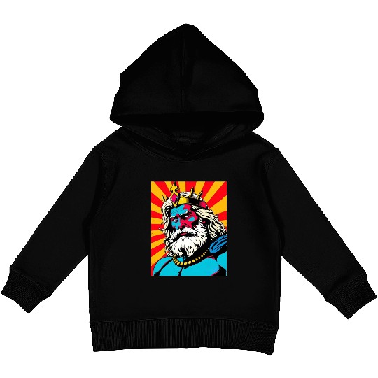 Bold Pop Art Zeus – Colorful Greek God Illustratio Kids Pullover Hoodies