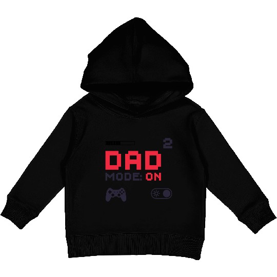 Dad Mode On Retro Gamer Dad Pixel Art Design Kids Pullover Hoodies
