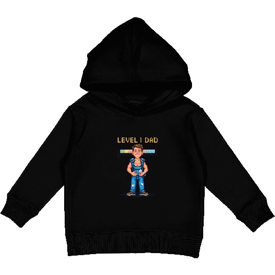 Funny Retro Gamer Dad Pixel Art Father's Day Gift Kids Pullover Hoodies