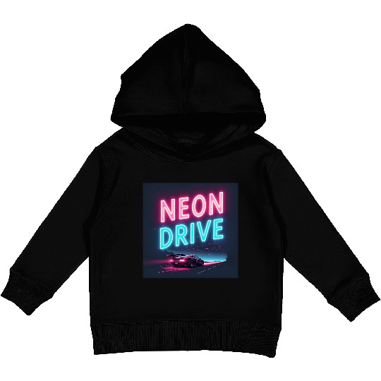 Neon Drive - Retro Synthwave Design Kids Pullover Hoodies