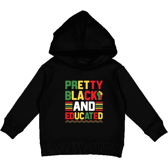 Pretty Black And Educated Juneteenth Kids Pullover Hoodies