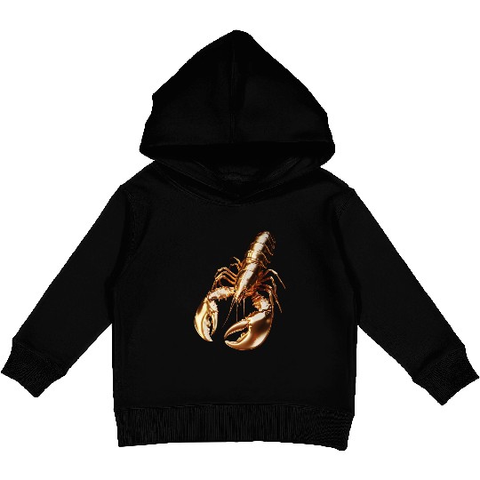 Golden Lobster – Elegant 3D Sea Animal Art Kids Pullover Hoodies