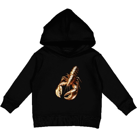 Golden Lobster – Elegant 3D Sea Animal Art Kids Pullover Hoodies