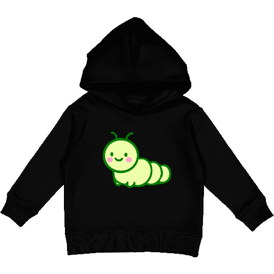 Cute Green Caterpillar- Adorable Insect Lover Kids Pullover Hoodies