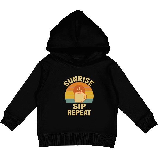 Sunrise Coffee Loop Design Kids Pullover Hoodies