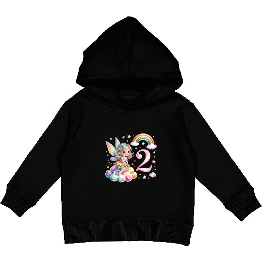 Magical Rainbow Fairy Elf 2nd Birthday Girl Kids Pullover Hoodies