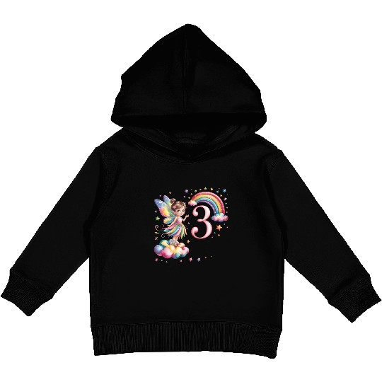 Magical Rainbow Fairy Elf 3nd Birthday Girl Kids Pullover Hoodies