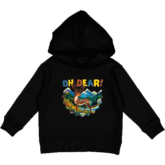 Oh-Dear-Wanderlust-Deer-in-Jungle-Tibetan-Folk-Art Kids Pullover Hoodies