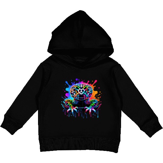 Neon Psychedelic Lizard Illustration Kids Pullover Hoodies