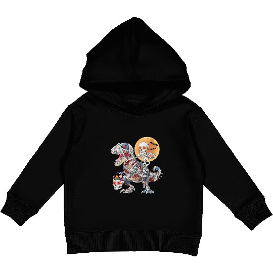 Skeleton Riding Zombie Mummy Dinosaur Halloween Kids Pullover Hoodies