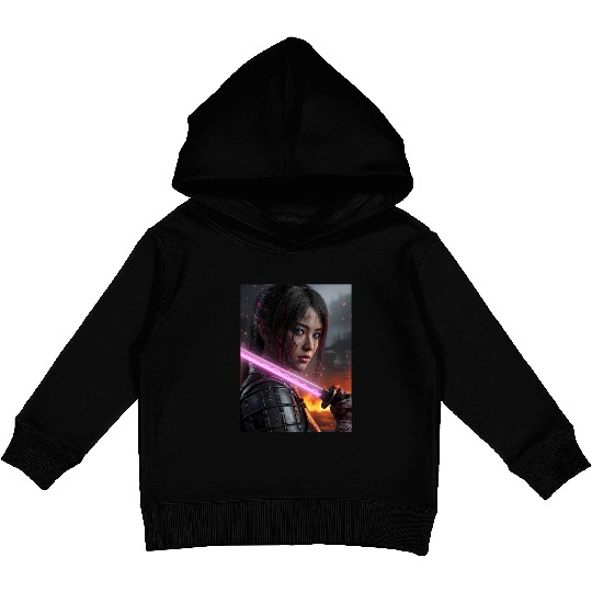 Cyberpunk Samurai Girl Kids Pullover Hoodies