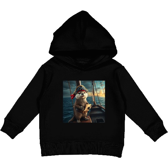 Pirate Otter Sailing Adventure Kids Pullover Hoodies