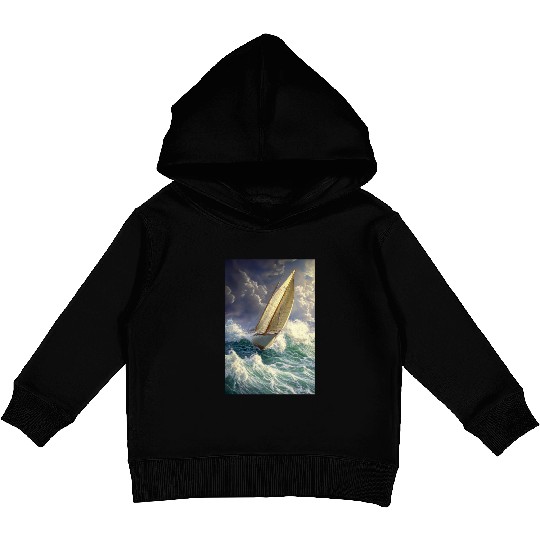 Storm Sail Through Painted Seas Kids Pullover Hoodies